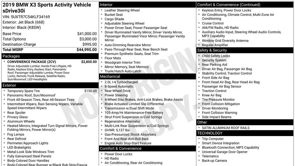 2019 BMW X3 sDrive30i