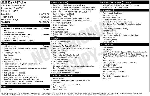 2023 Kia K5 - $22,800