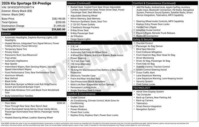 2026 Kia Sportage - $31,992