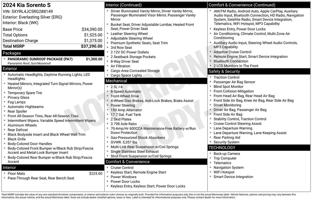 2024 Kia Sorento - $24,734