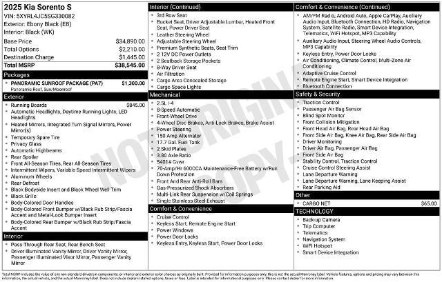 2025 Kia Sorento - $22,880