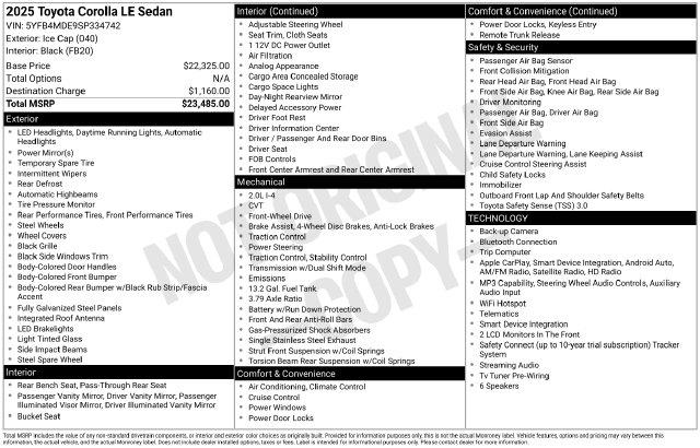 2025 Toyota Corolla - $21,999