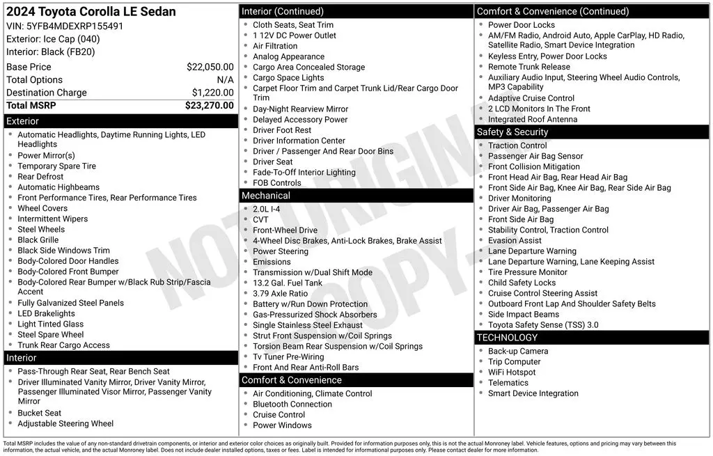 2024 Toyota Corolla - $19,587