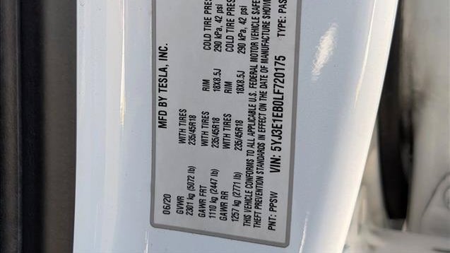 2020 Tesla Model 3 Long Range