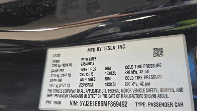 2021 Tesla Model 3 Long Range