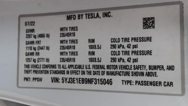 2022 Tesla Model 3 Long Range