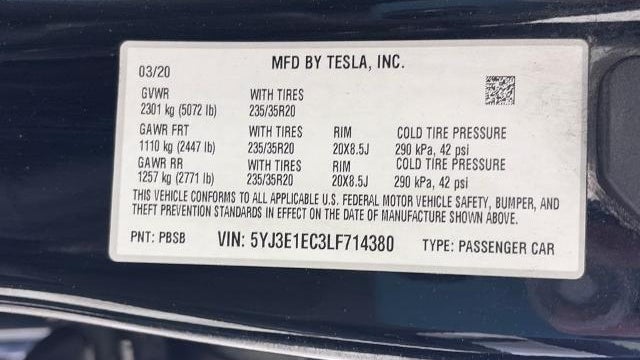 2020 Tesla Model 3 Performance