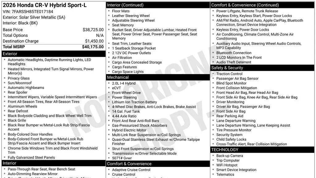 2026 Honda CR-V Hybrid Sport-L