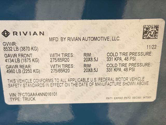 2022 Rivian R1T - $50,275