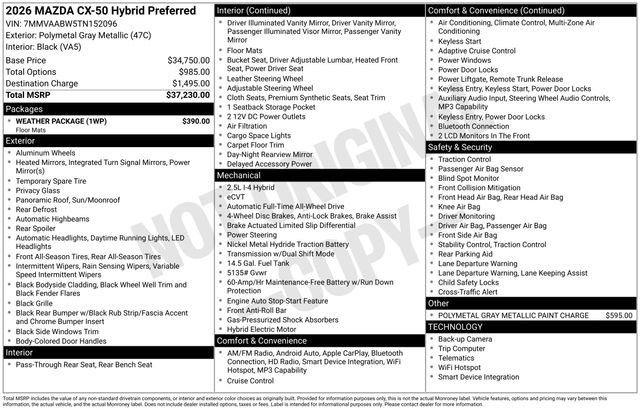 2026 MAZDA CX-5 - $34,350