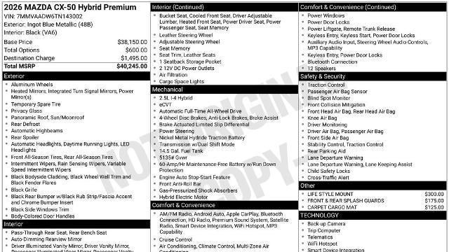 2026 Mazda CX-50 Hybrid Premium