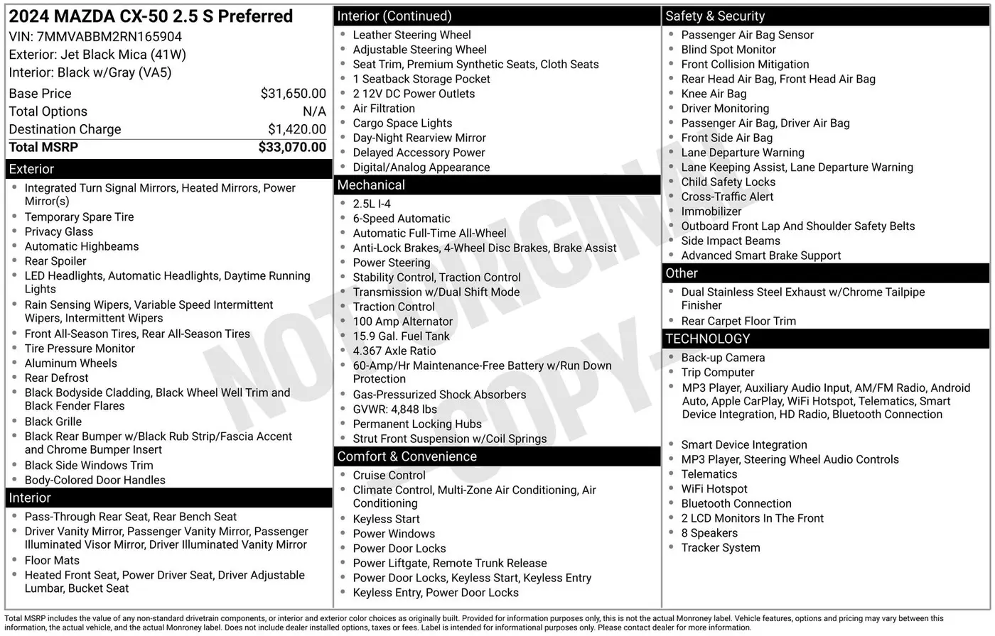 2024 MAZDA CX-5 - $18,500