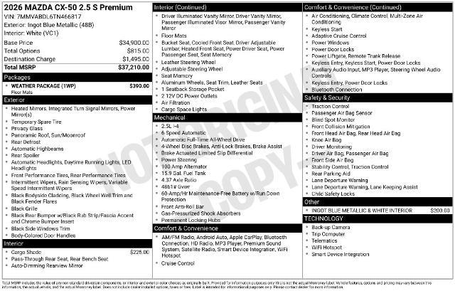 2026 MAZDA CX-5 - $31,999