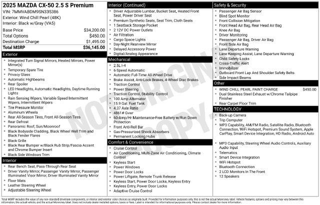 2025 MAZDA CX-5 - $24,400