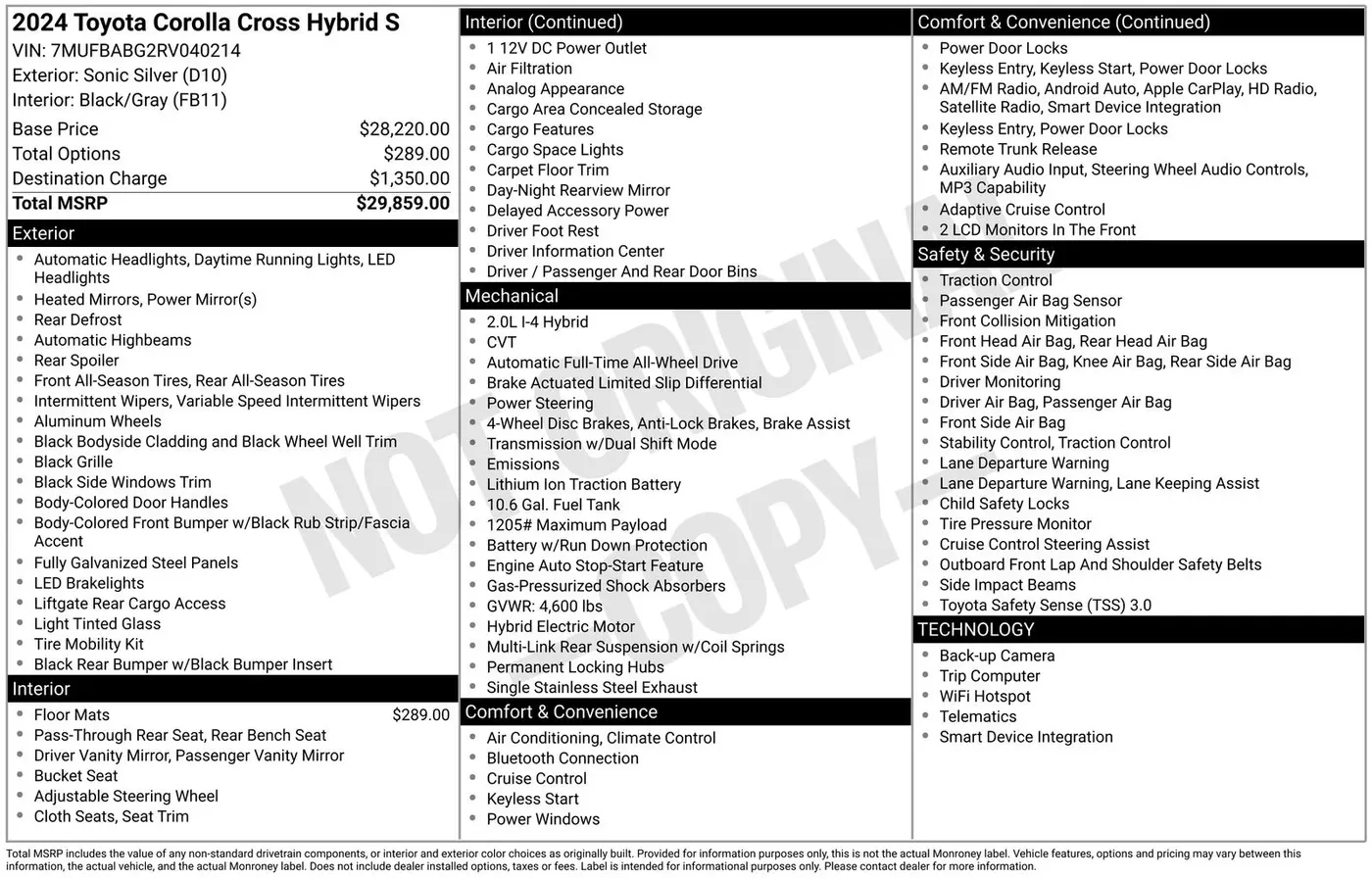 2024 Toyota Corolla - $27,990