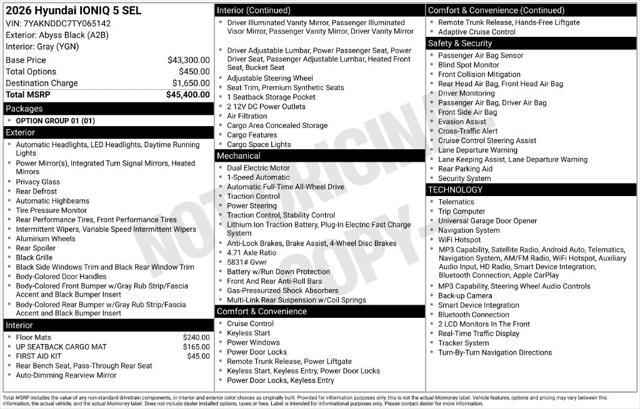 2026 Hyundai Ioniq - $40,386