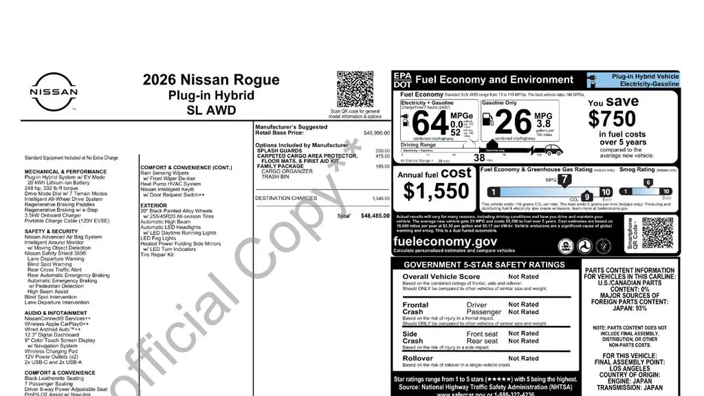 2026 Nissan Rogue Plug-in Hybrid SL