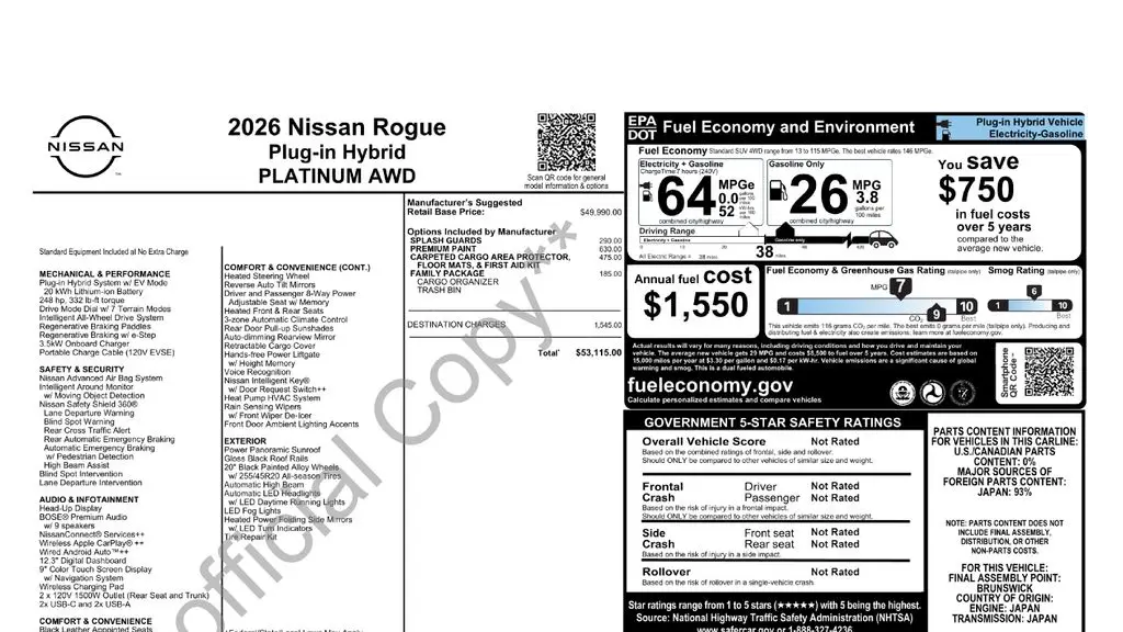 2026 Nissan Rogue Plug-in Hybrid Platinum