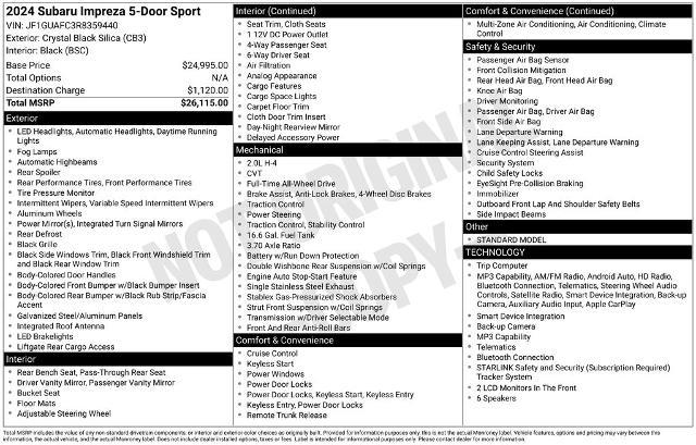 2024 Subaru Impreza - $26,987