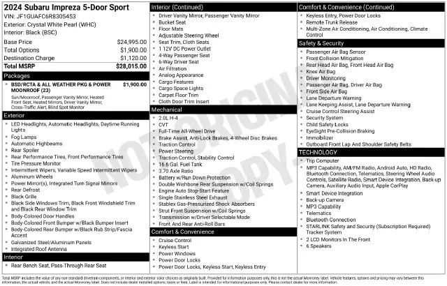 2024 Subaru Impreza Sport — photo 1 of 1