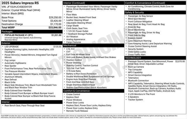 2025 Subaru Impreza - $26,288