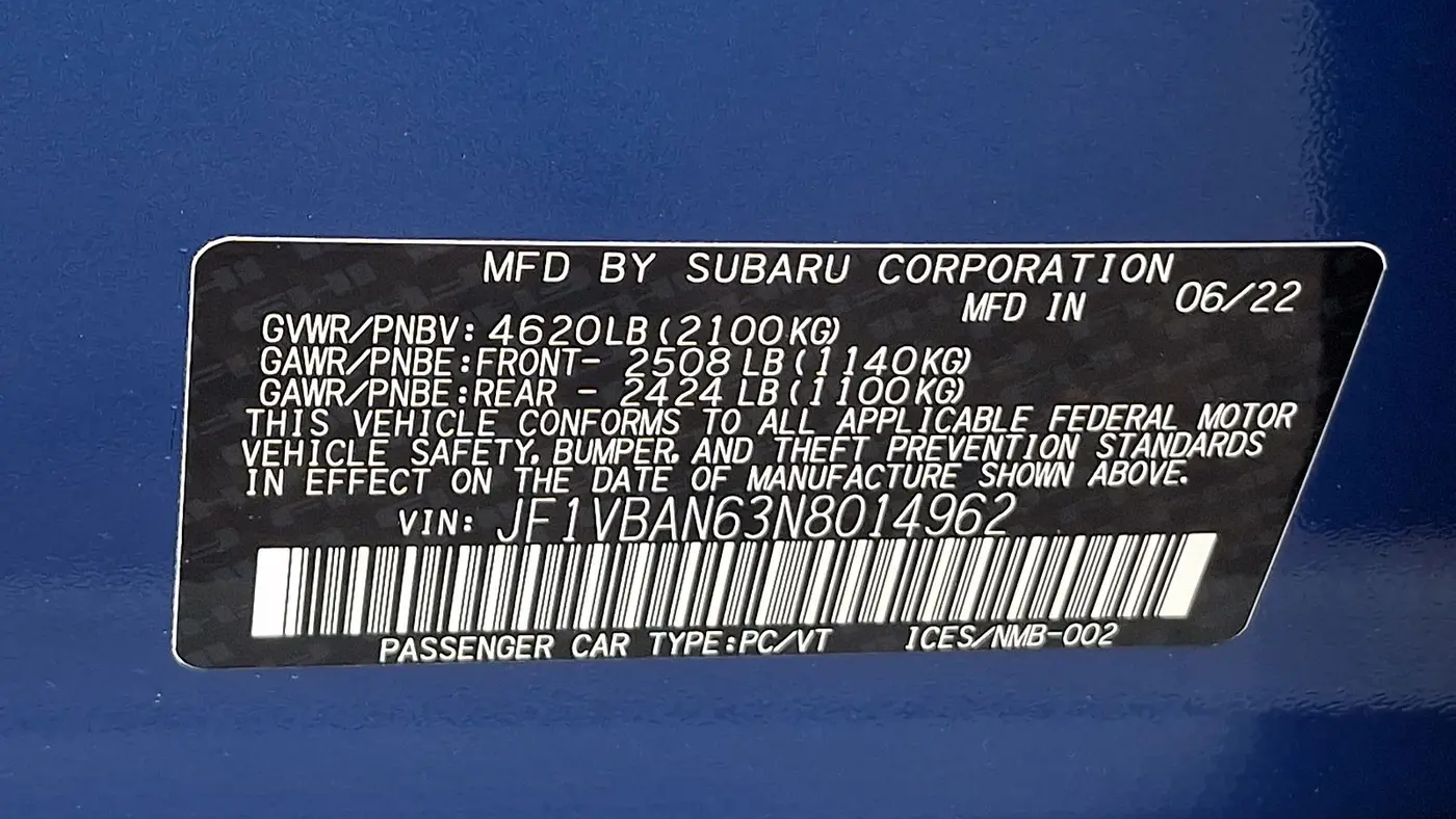 2022 Subaru WRX Limited