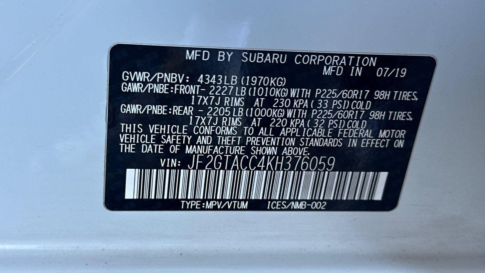 2019 Subaru Crosstrek 2.0i Premium