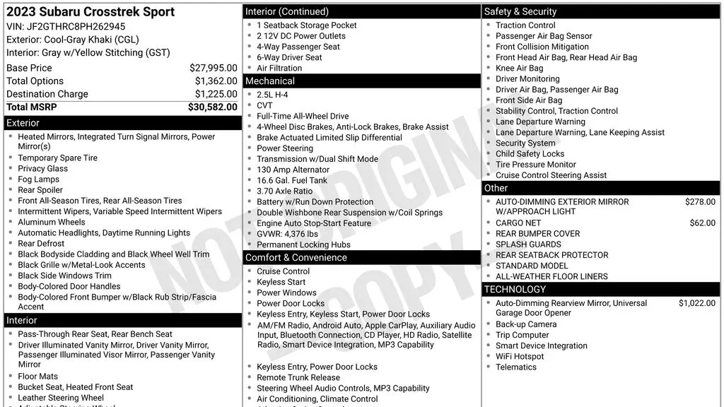 2023 Subaru Crosstrek Sport