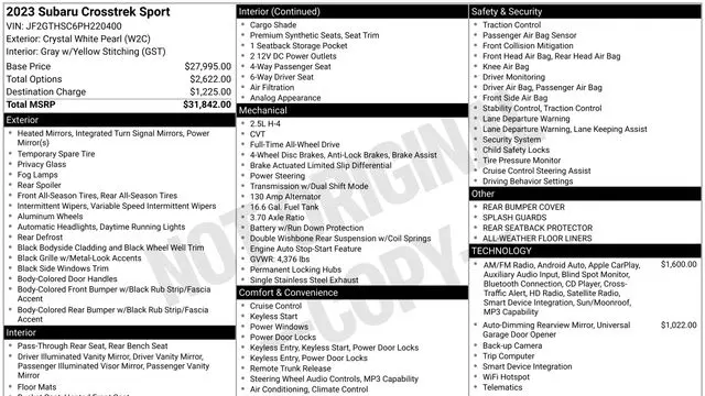 2023 Subaru Crosstrek Sport