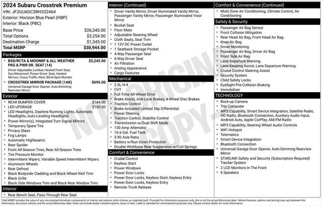 2024 Subaru Crosstrek - $24,757