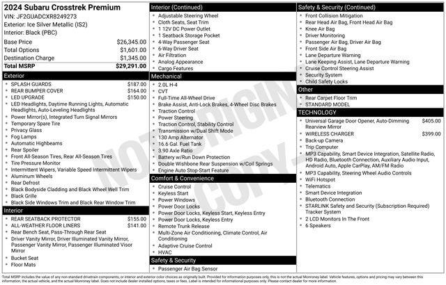 2024 Subaru Crosstrek - $28,595