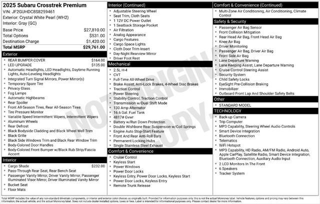 2025 Subaru Crosstrek - $26,999
