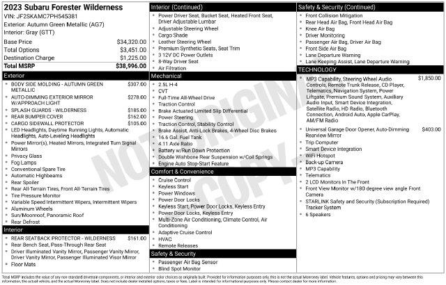 2023 Subaru Forester - $26,950