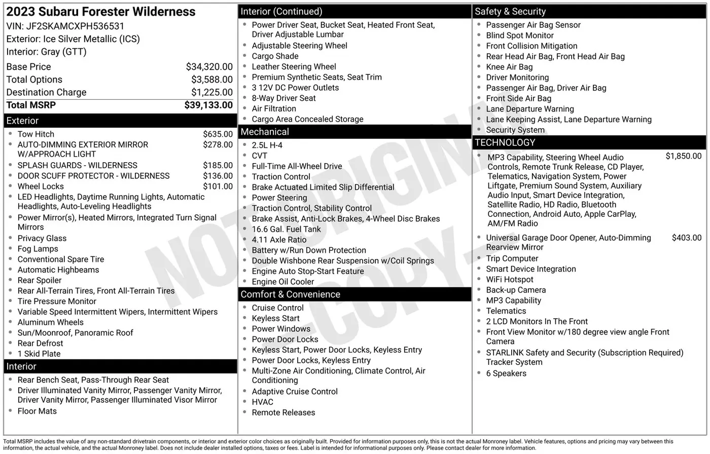 2023 Subaru Forester - $26,842