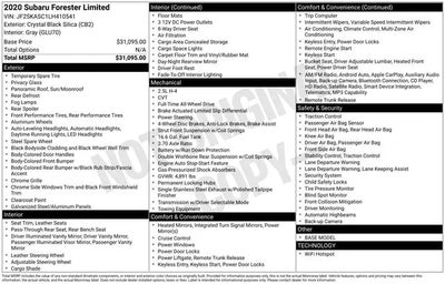 2020 Subaru Forester AWD Limited 4DR Crossover