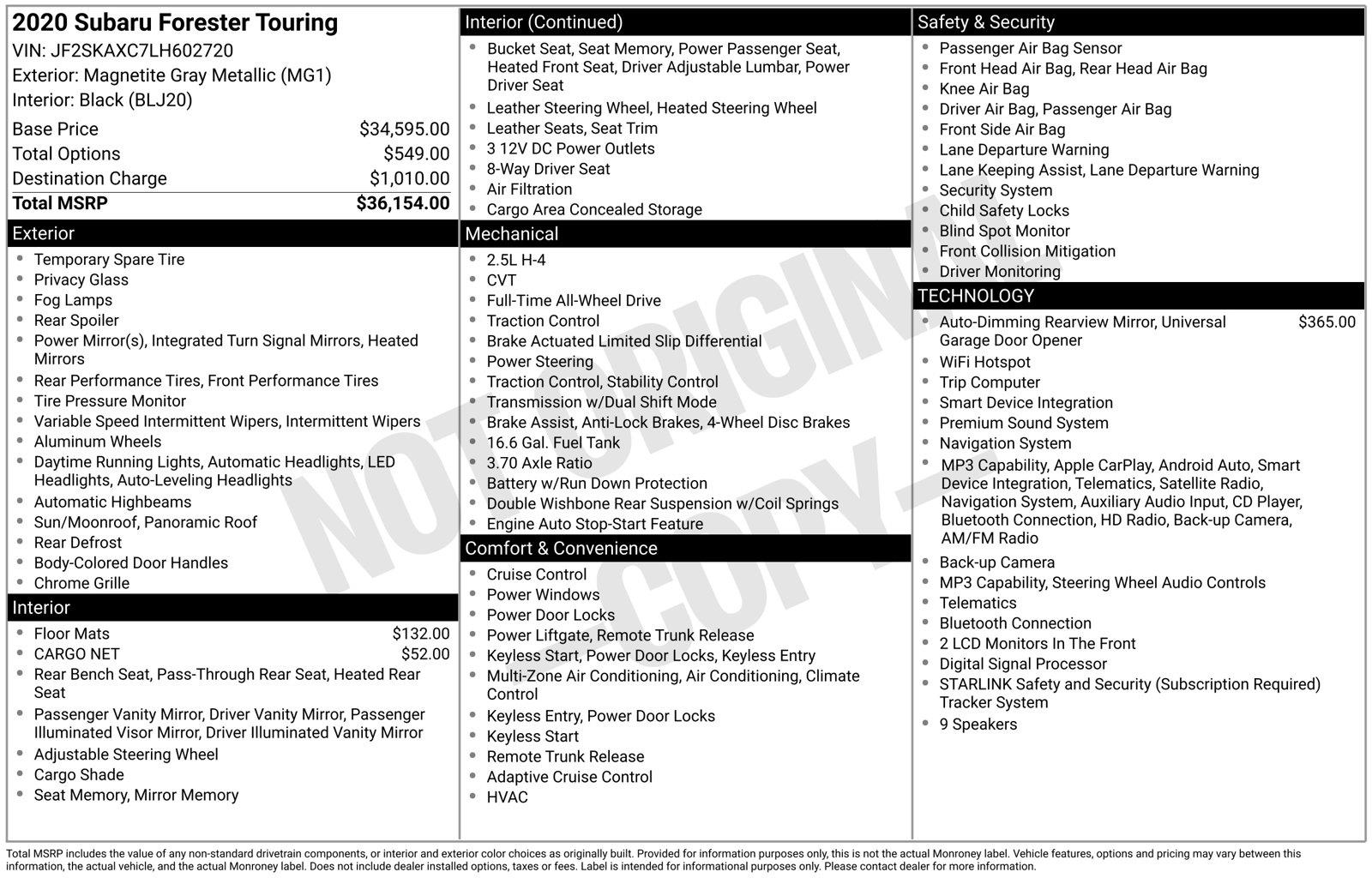 2020 Subaru Forester Touring — photo 1 of 4