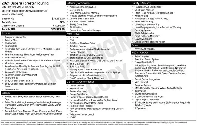 2021 Subaru Forester Touring — photo 1 of 1