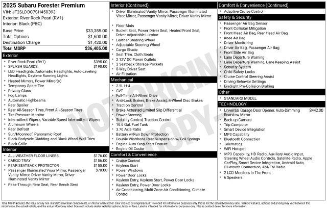 2025 Subaru Forester - $28,995