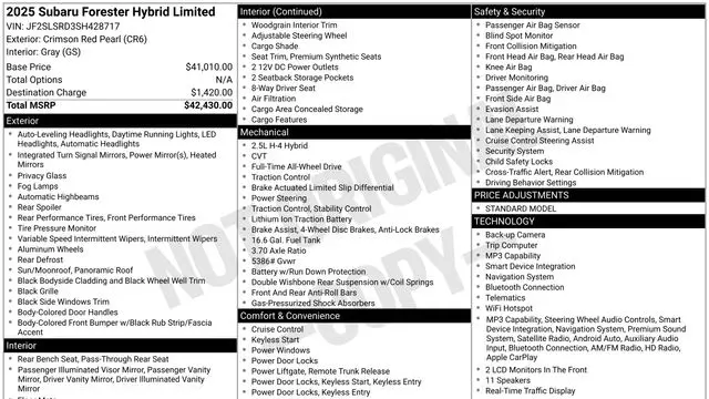 2025 Subaru Forester Limited Hybrid