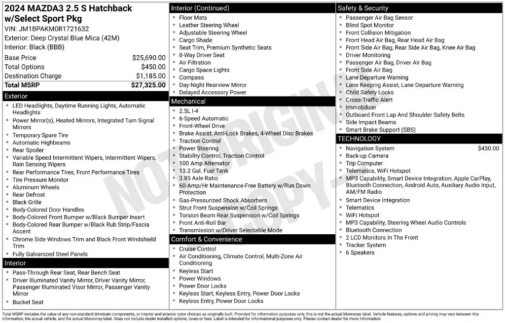 2024 MAZDA MAZDA3 - $19,255