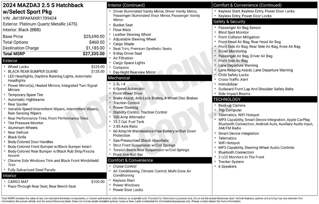 2024 MAZDA MAZDA3 - $18,903