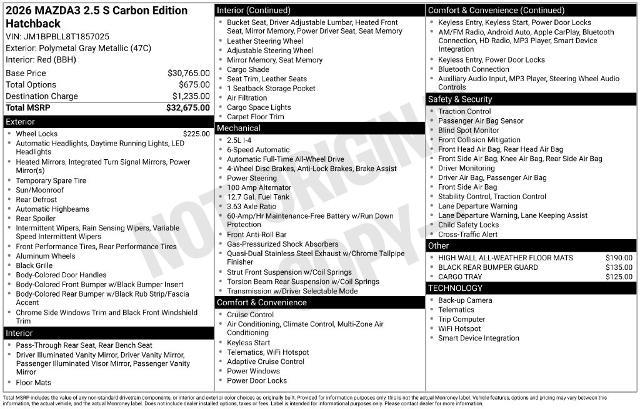 2026 MAZDA MAZDA3 - $26,999