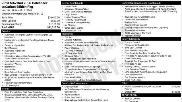 2023 Mazda Mazda3 Hatchback 2.5 S Carbon Edition