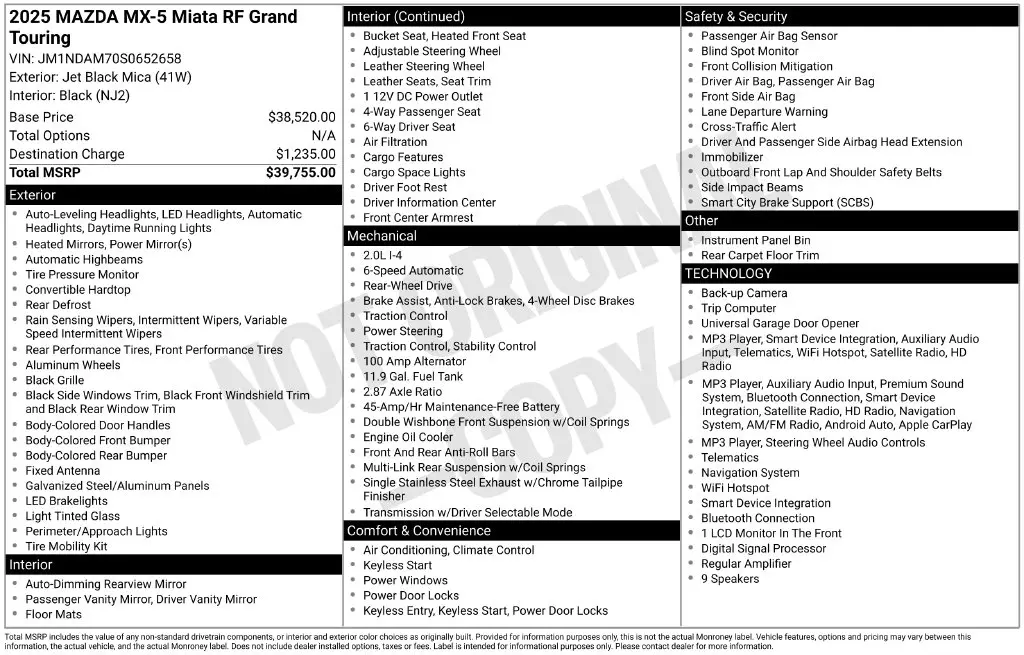 2025 MAZDA MX-5 - $27,998