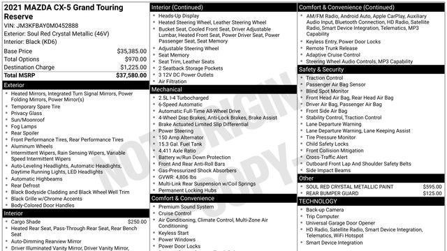 2021 Mazda CX-5 Grand Touring Reserve