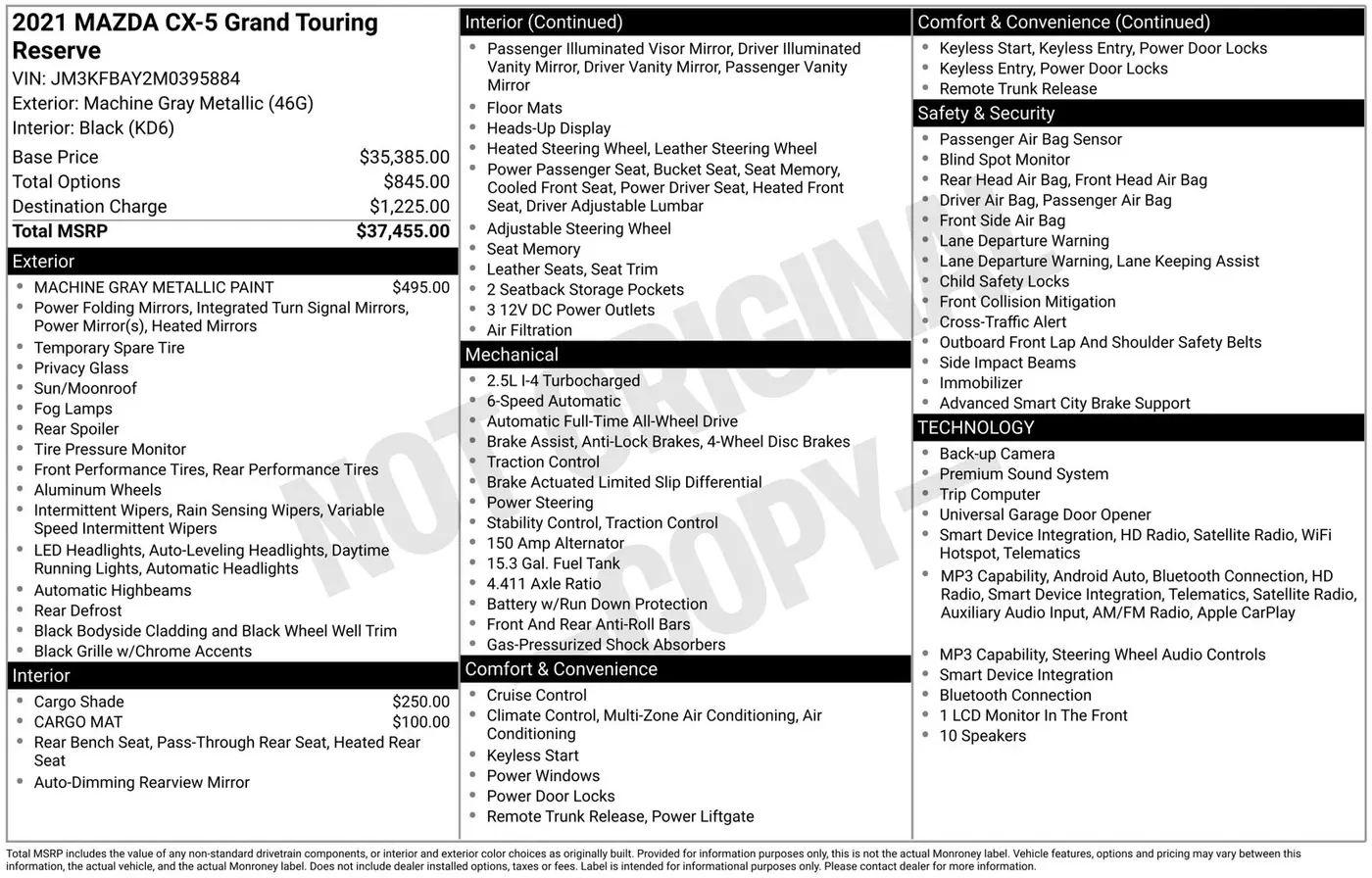 2021 MAZDA CX-5 - $25,590