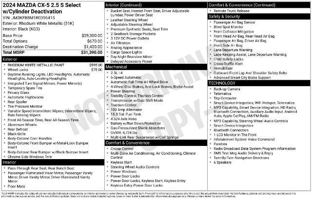 2024 MAZDA CX-5 - $27,690