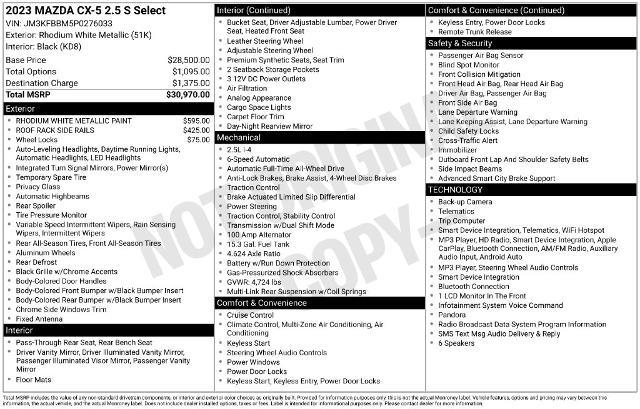 2023 MAZDA CX-5 - $25,500