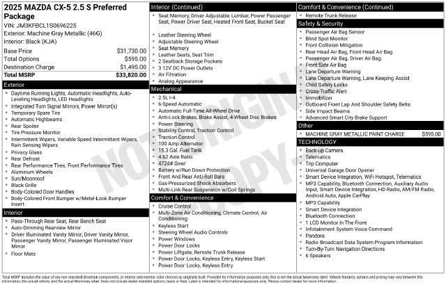 2025 MAZDA CX-5 - $26,995