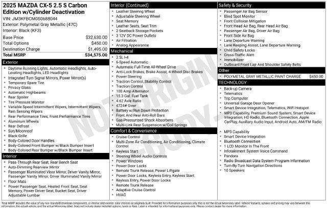 2025 MAZDA CX-5 - $28,995